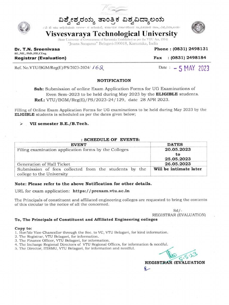 UG 7th Sem Exam Appl | PDF