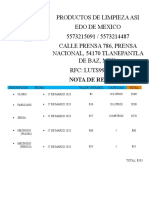 Nota Remision Productos de Limpieza