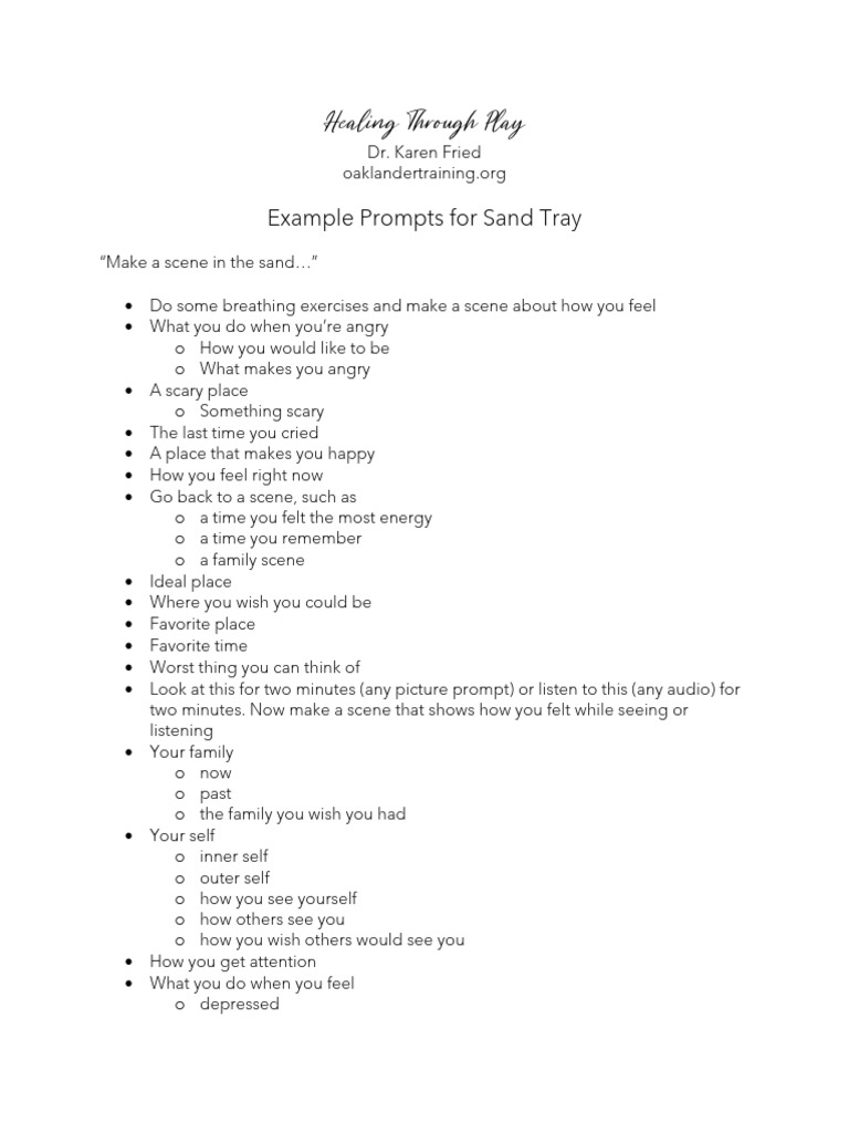 Example Prompts for Sand Tray | PDF
