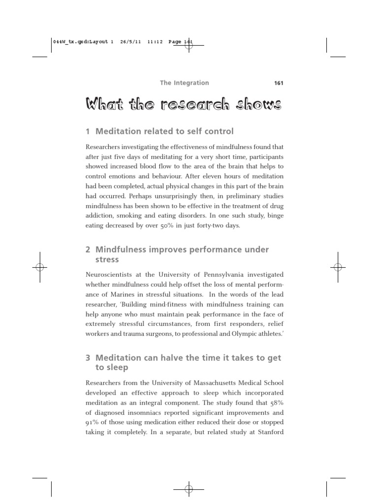 Benefits of Mindfulness and Meditation | PDF