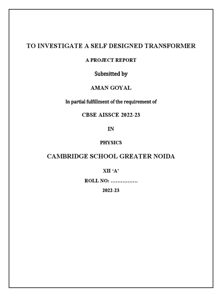 Self-Designed Transformer Project Report | PDF | Transformer ...