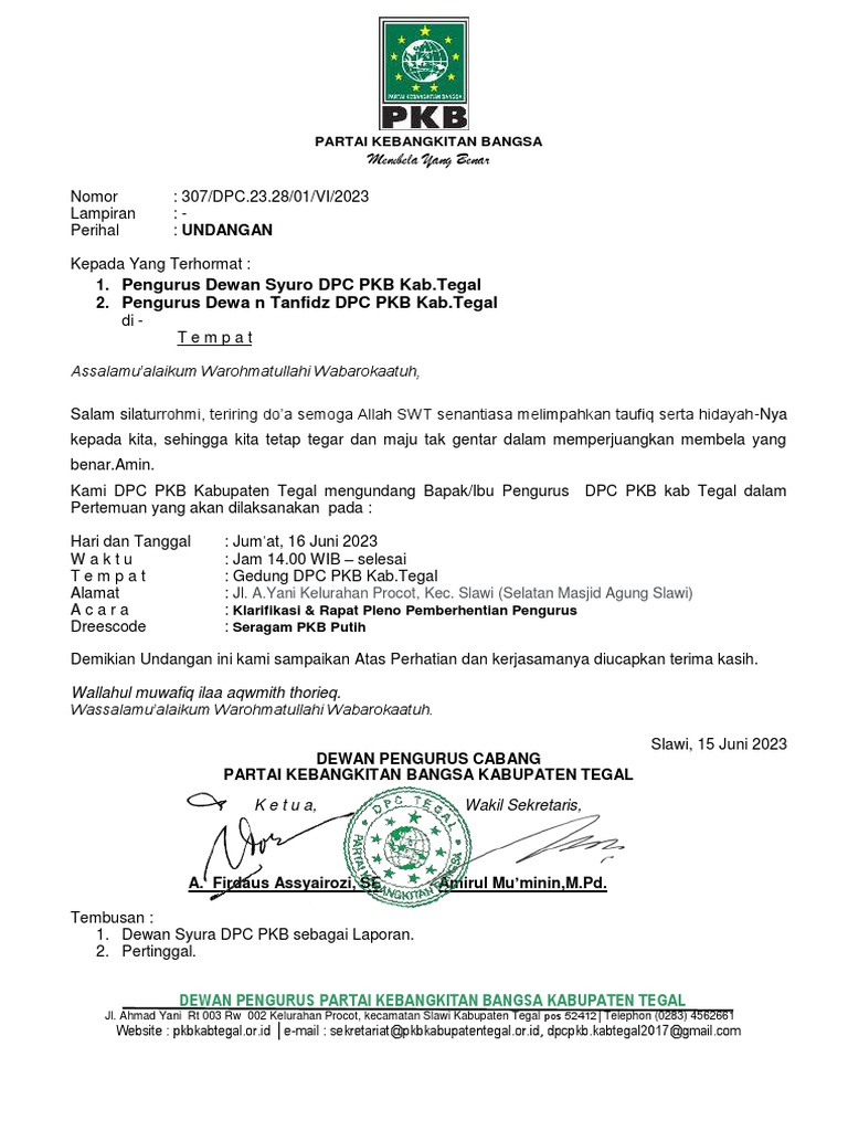 Contoh Undangan Rapat Pleno | PDF