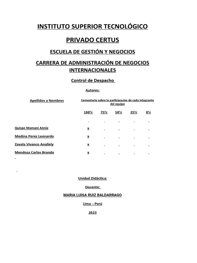 Control de Despacho - Aa3 | PDF | aduana | Logística