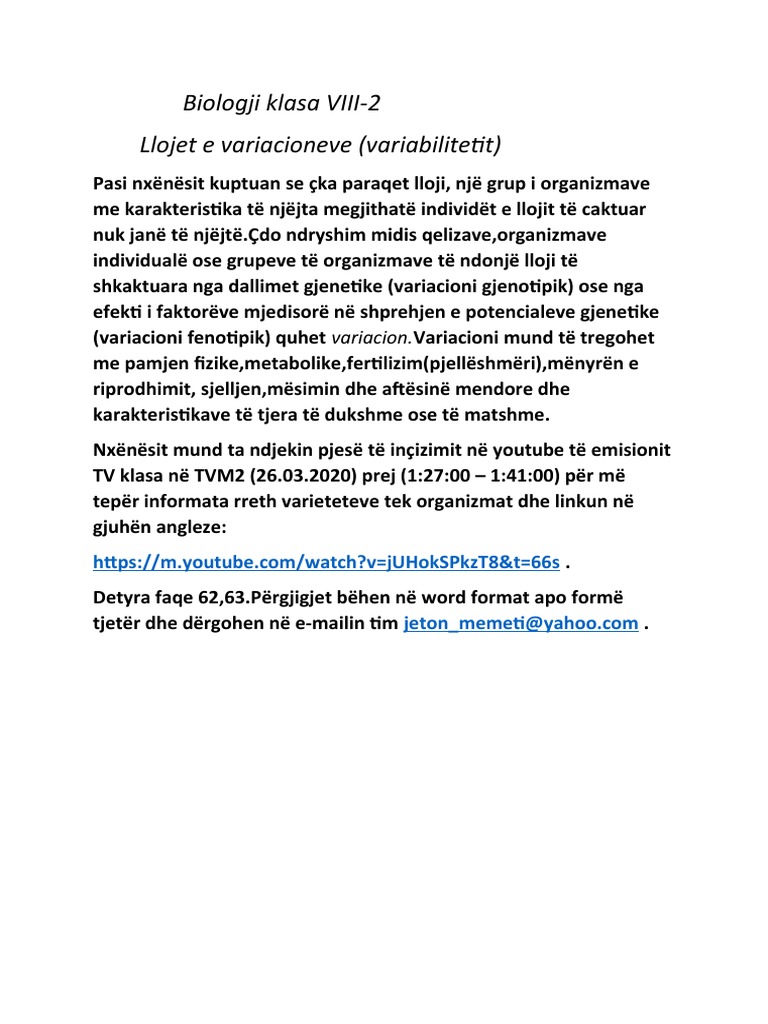 VIII - 2 Llojet e Variacioneve Variabilitetit | PDF