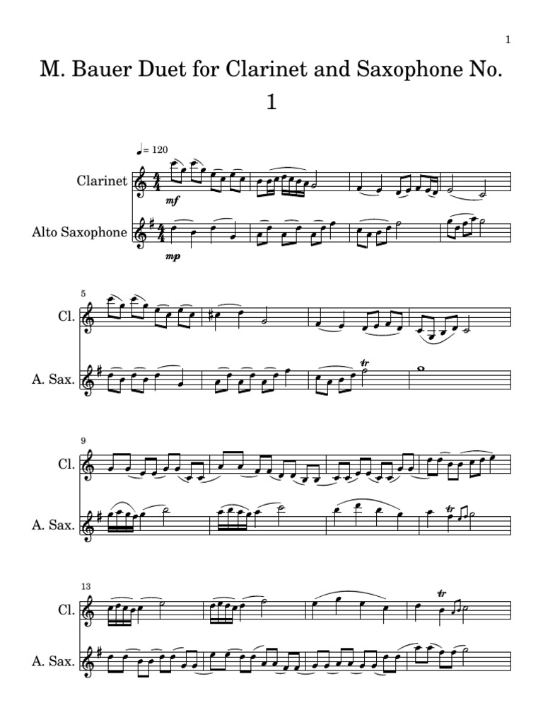 M. Bauer Duet For and Saxophone No. 1 PDF