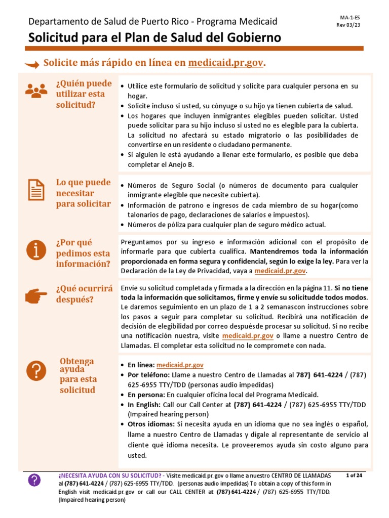 Solicitud para Medicaid en Puerto Rico | PDF | Medicare (Estados Unidos ...