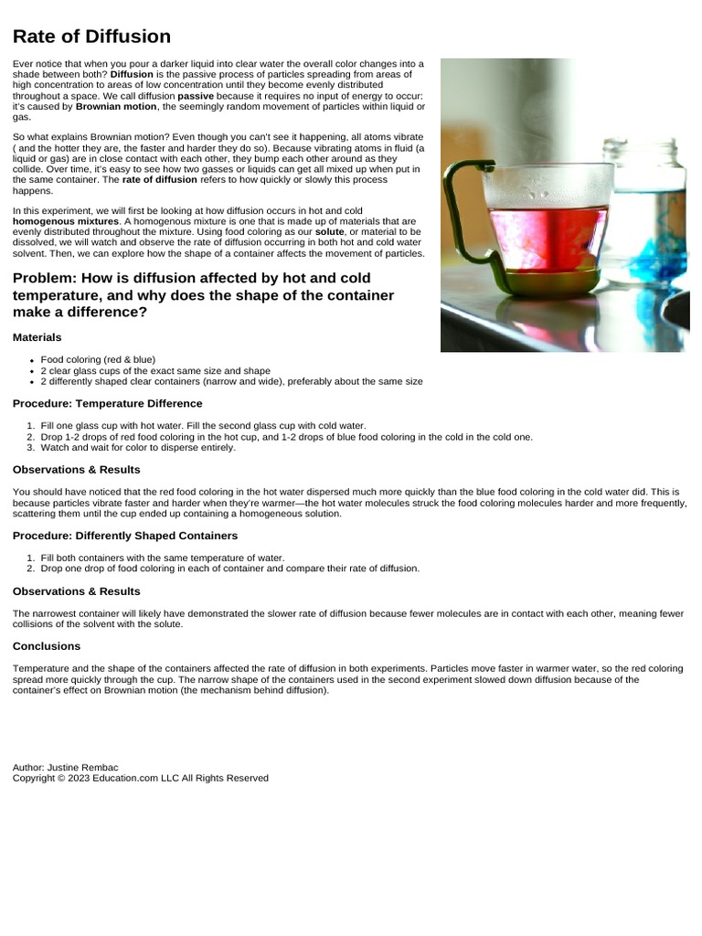 Determine Rate Diffusion Material Affected | PDF