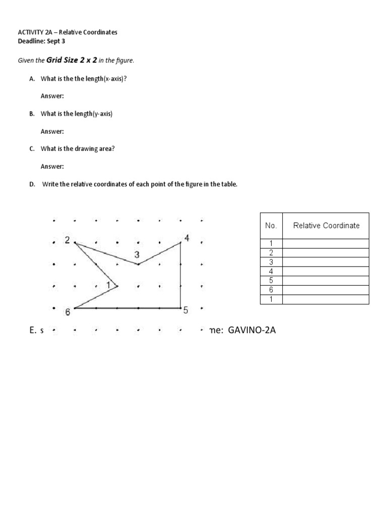 Relative Coordinates Activity 2A | PDF