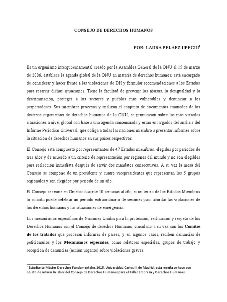 Consejo de derechos humanos pdf naciones unidas relaciones