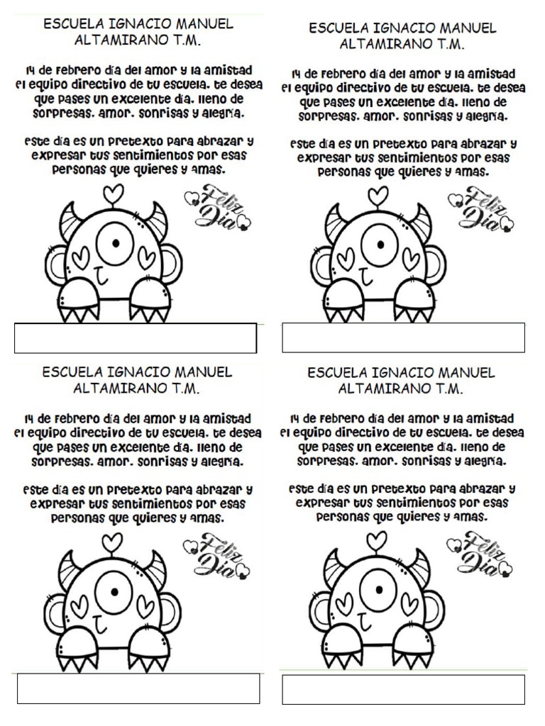 Tarjeta Amor y Amistad IMA | PDF