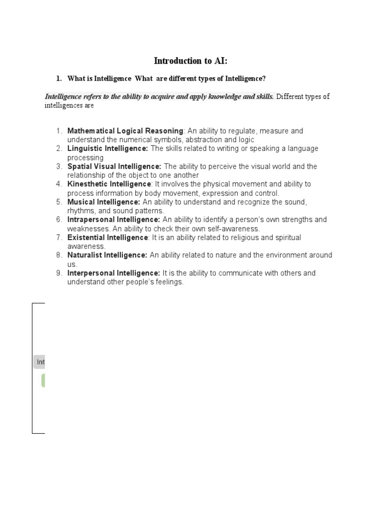 Introduction To AI | PDF | Artificial Intelligence | Intelligence (AI