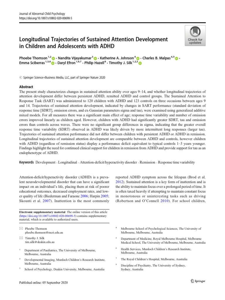 ADHD Attention Development in Youth | PDF | Akaike Information ...