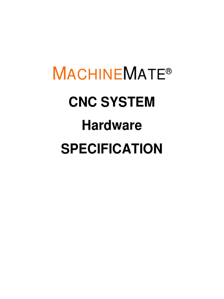 Machinemate. Cnc System Hardware Specification PDF Floppy Disk
