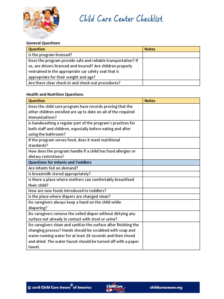 Center-Checklist Final | PDF | Human Development | Childhood