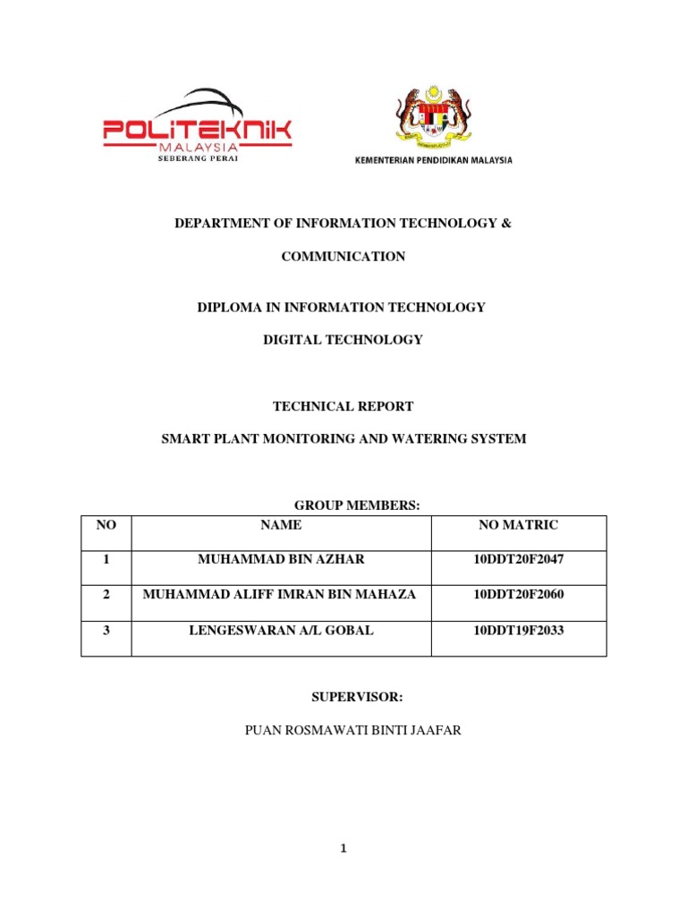 Final Year Project Smart Plant 1 Latest Pdf Power Supply