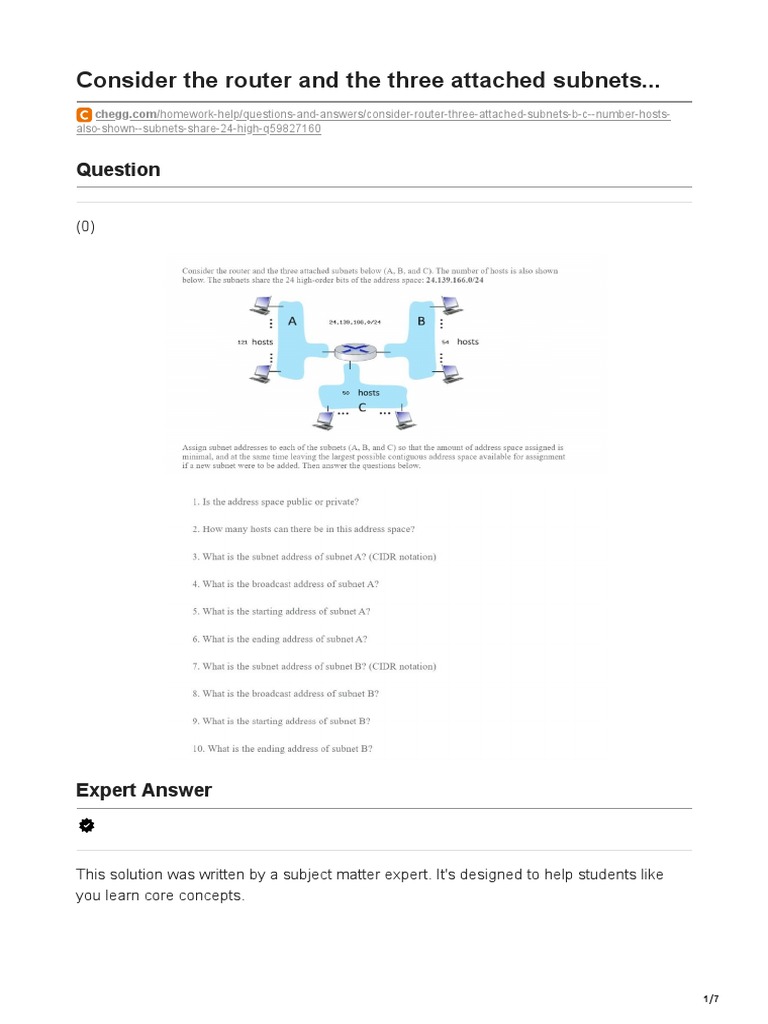 Subnet Addressing for Router Configurations | PDF | Network Protocols ...