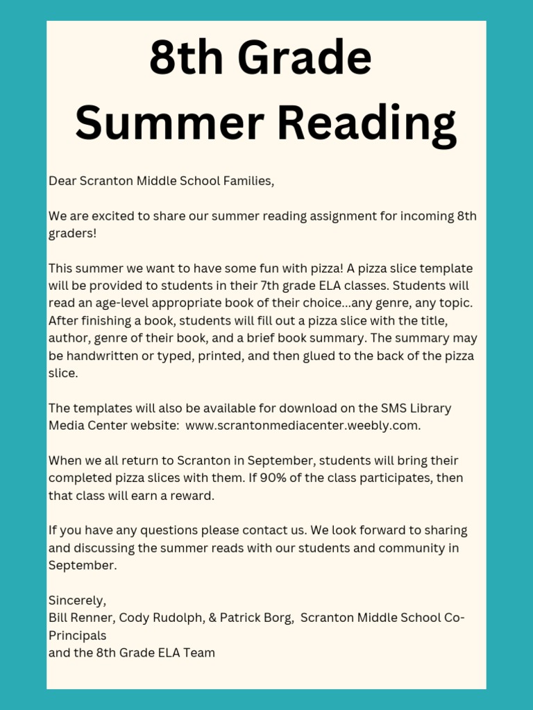 8th Grade Summer Reading PDF
