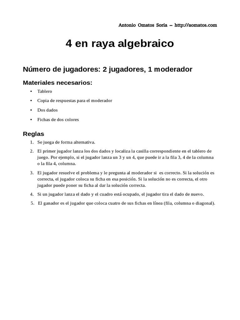 Cuatro en Raya Plantilla | PDF