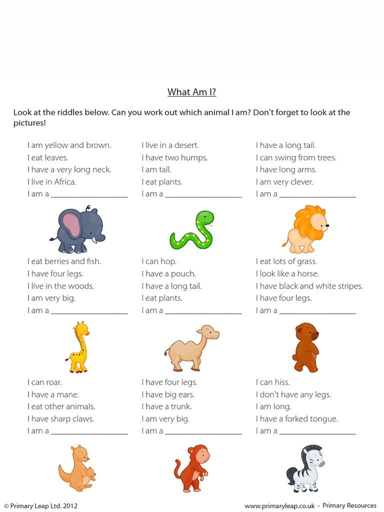 Animal Riddles for Kids | PDF | Language Arts & Discipline
