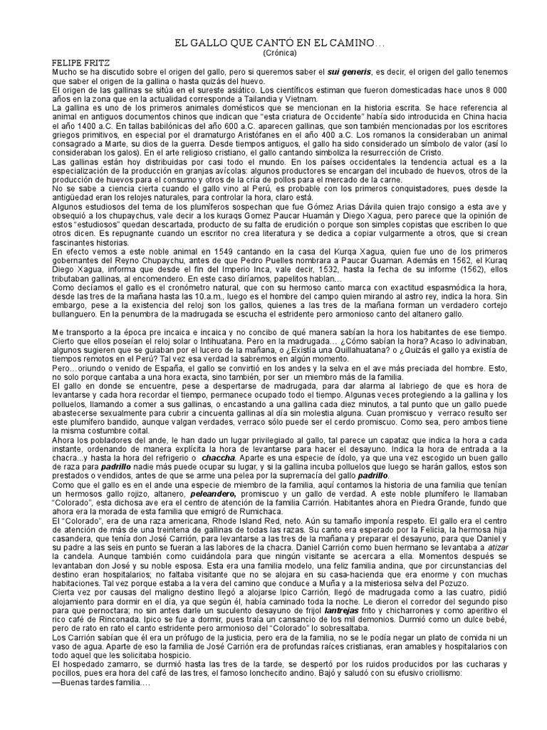 5 El Gallo Que Canto En El Camino Pdf Pollo