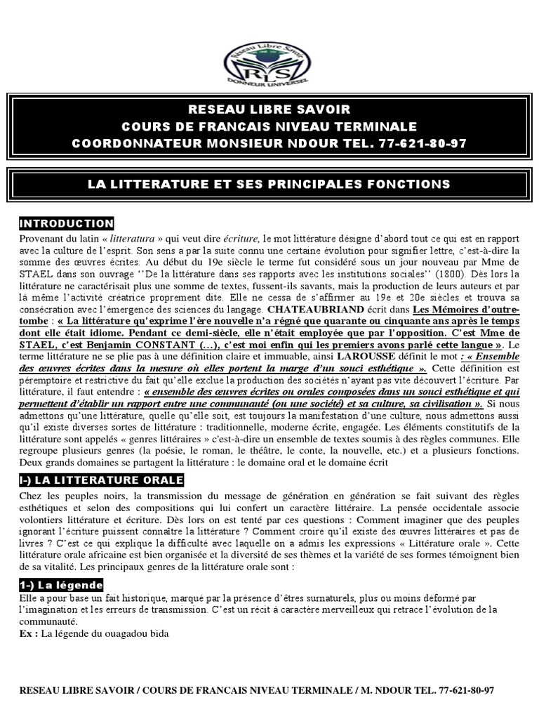 Les Fonctions de La Littérature | PDF