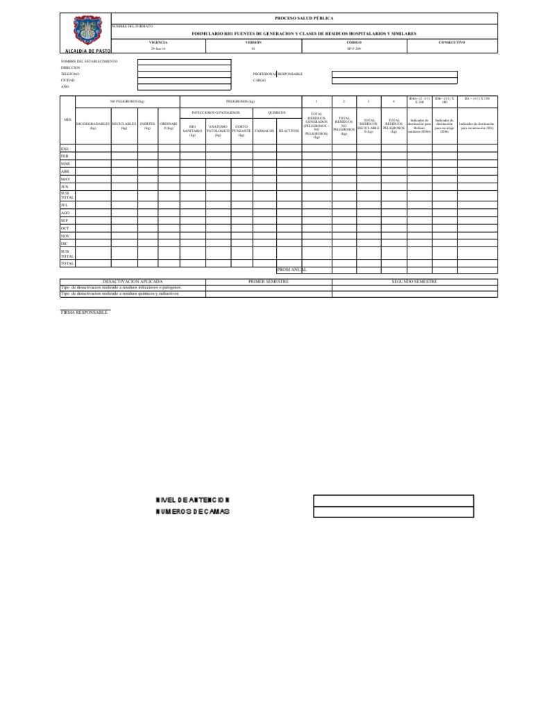Sp f 209 Formulario Rhs1 Generadores de Residuos Hosp y Similares v1 (1 ...