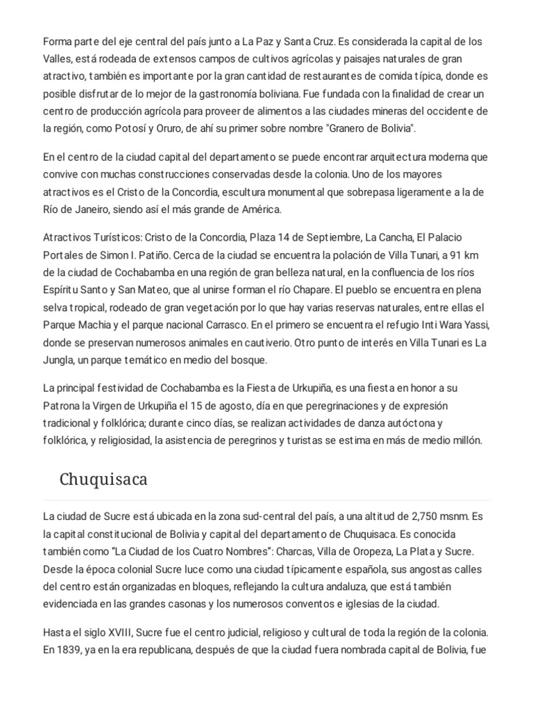 Valles de Bolivia Wikipedia, La Enciclopedia Libre PDF Cultivos