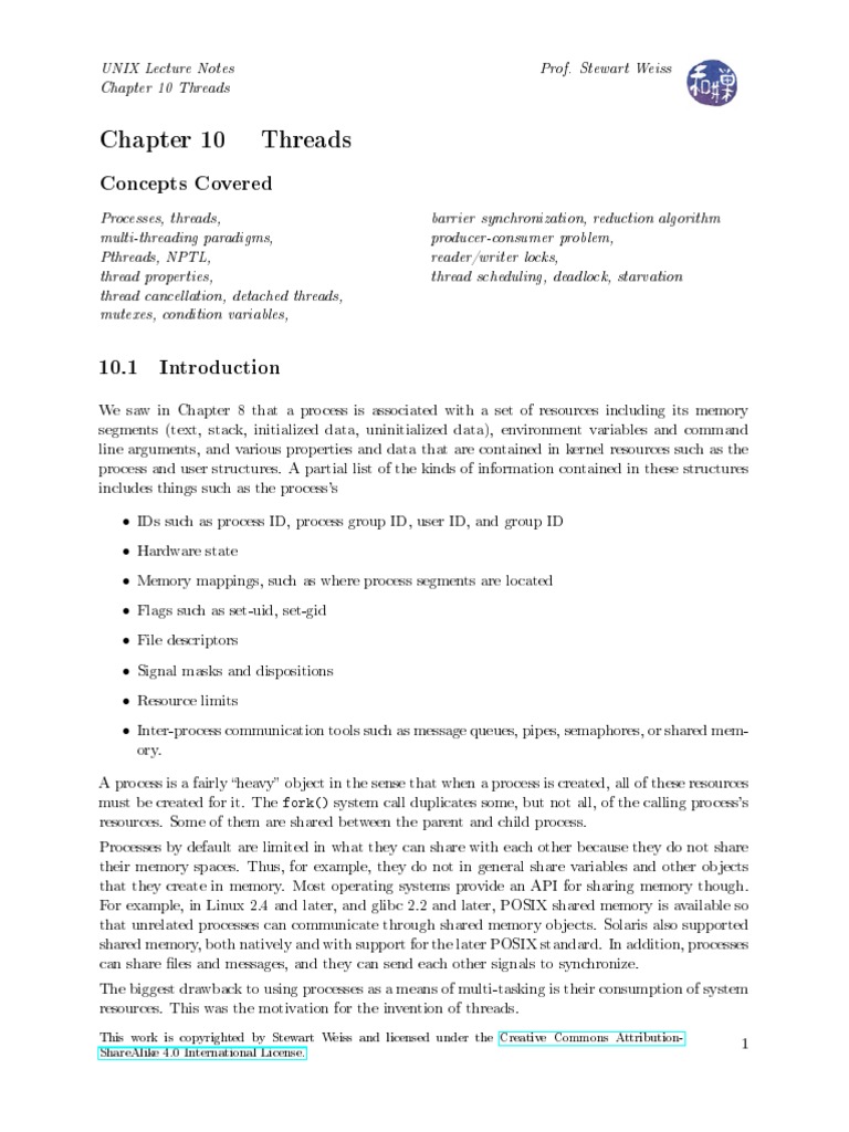 Chapter 10 threads and the pthread library pdf process computing