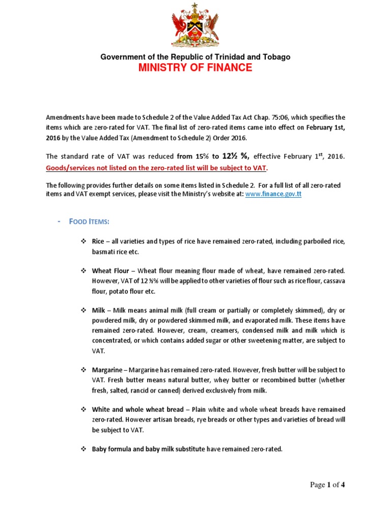 Zero Rated Items Further Explained PDF Bean Pasta