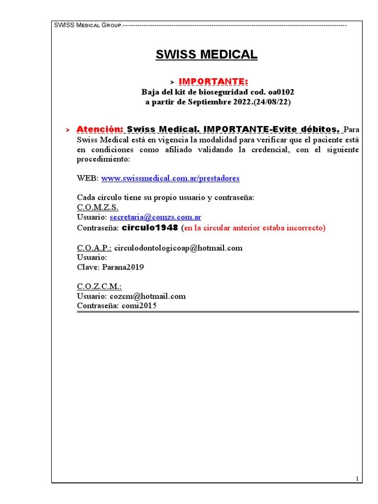 Nomenclador Odontológico Swiss Medical | PDF | Odontología | Cuidado de ...