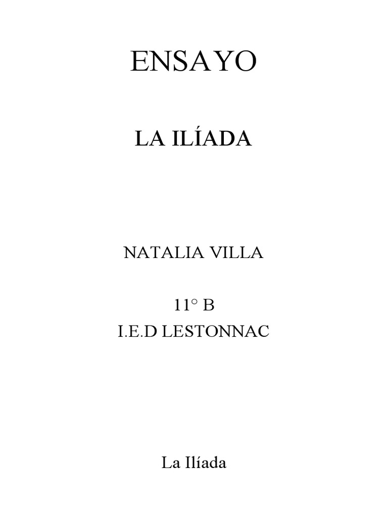 La Ilíada. Natalia Villa PDF