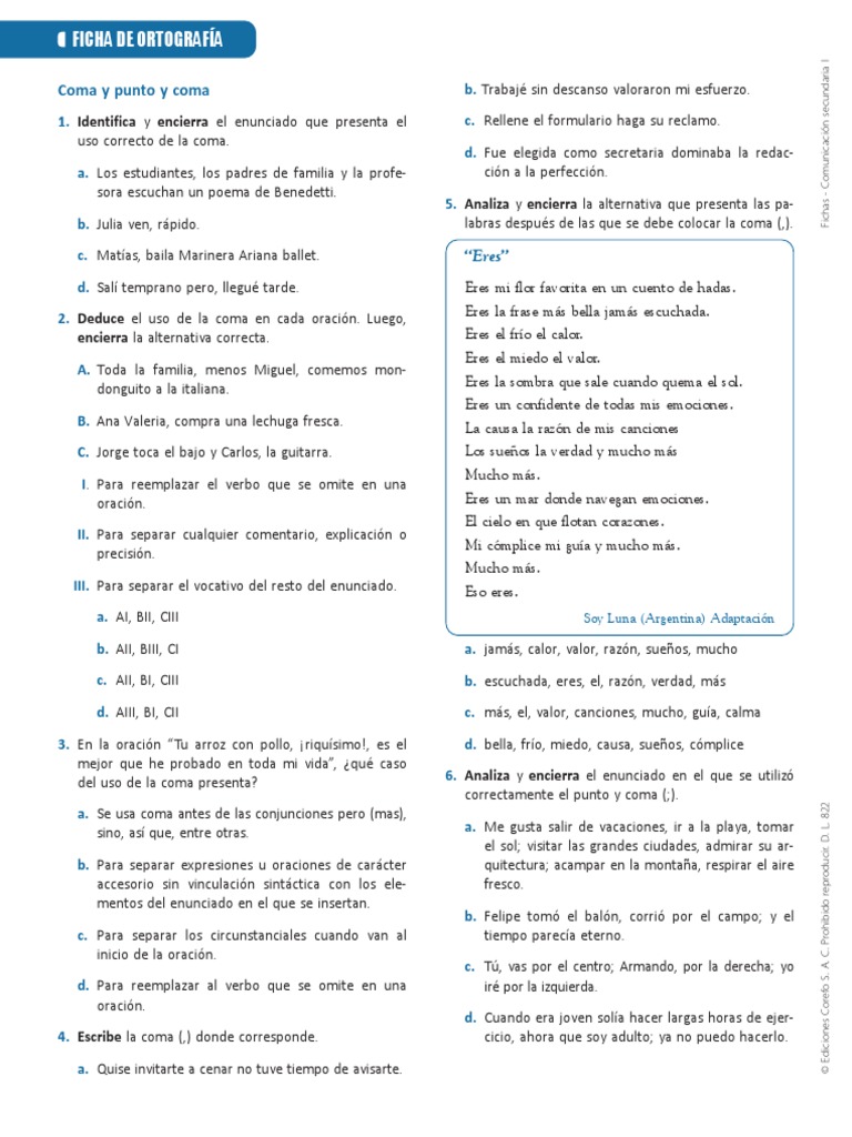 FA - Coma y Punto y Coma | PDF | Mecánica del lenguaje | Gramática