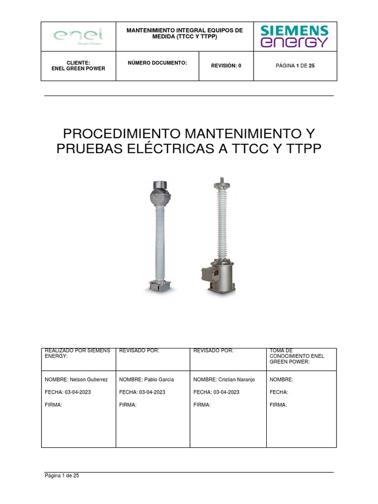 Mantenimiento de Equipos TTCC y TTPP | PDF | Transformador | Aislador ...