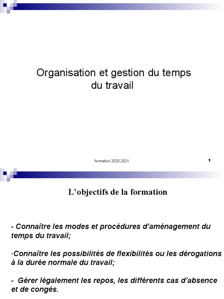 Organisation et gestion du temps de travail | PDF | Temps de travail ...