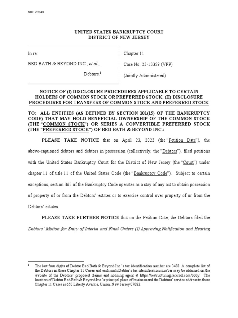 Debtors' Motion For Entry of Interim and Final Orders (I) Approving ...