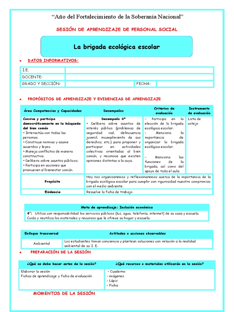 Importancia de la Brigada Ecológica Escolar | PDF | Evaluación ...