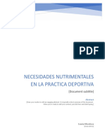 Generalidades y Antecedentes de La Nutrición Deportiva
