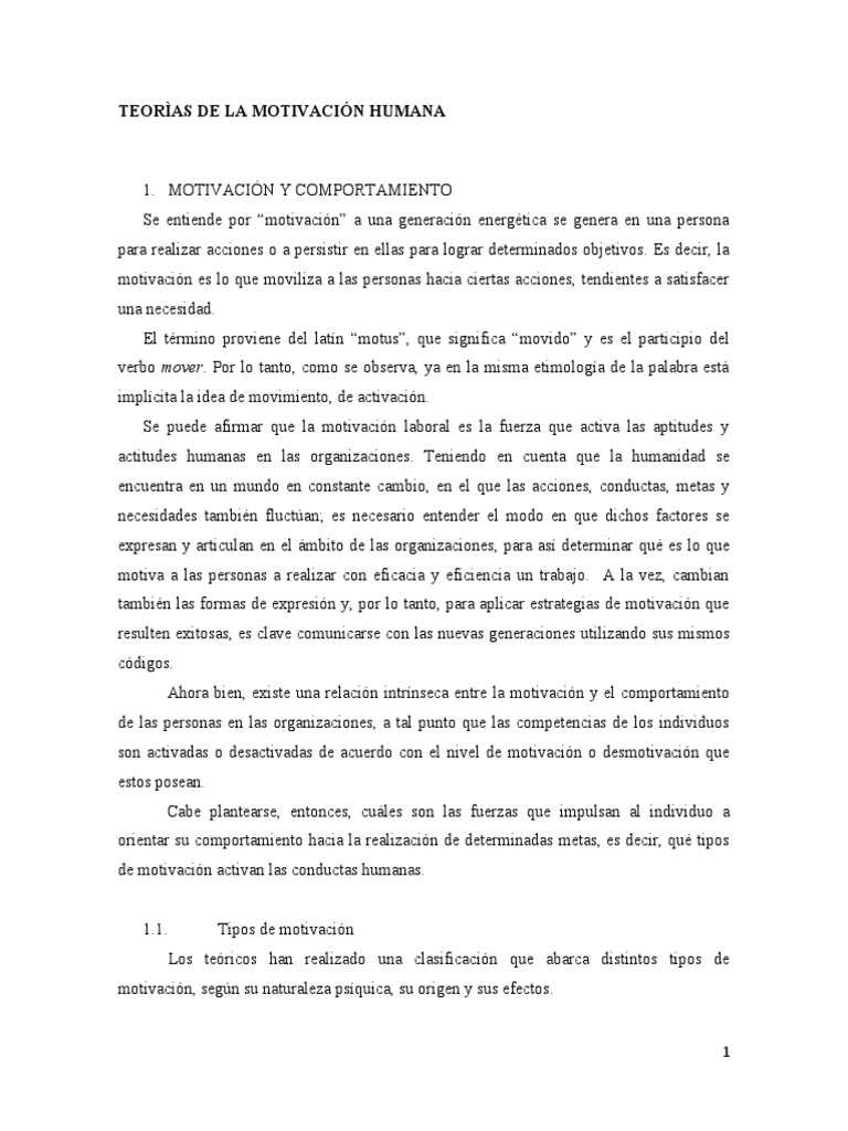Teoria de La Motivacion | PDF