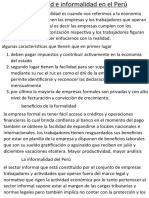 Formalidad e Informalidad en El Perú