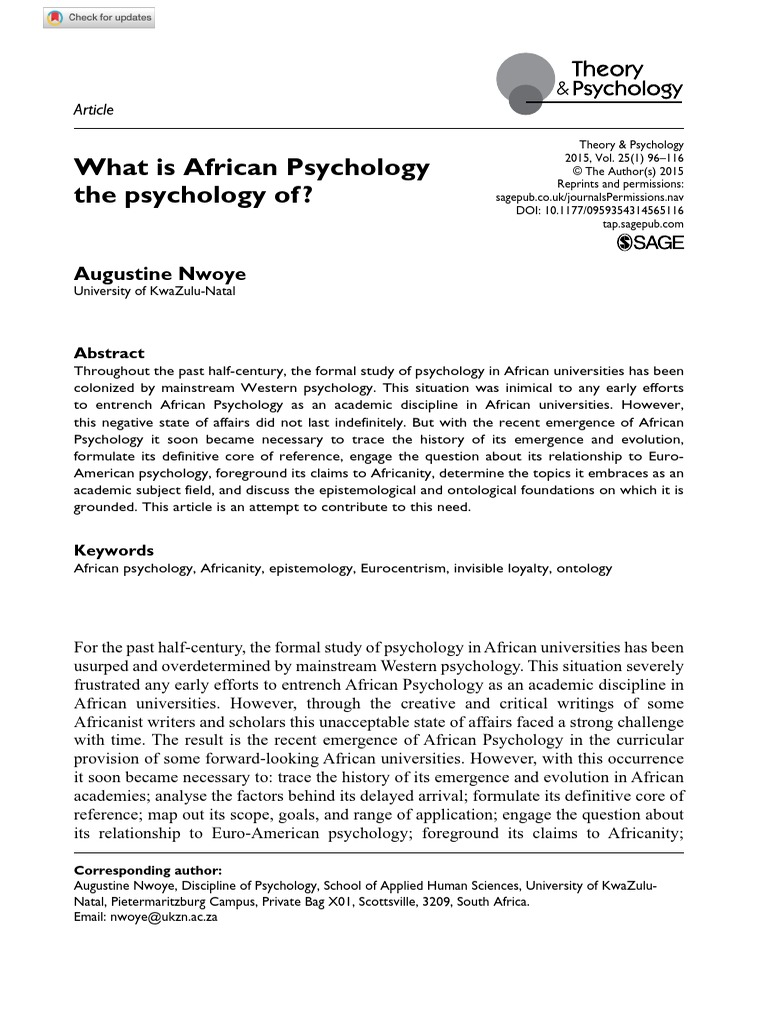 AFRICAN AMERICAN PSYCHOLOGY FROM AFRICA TO AMERICA visual data 5