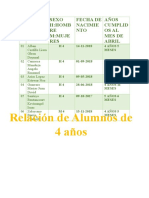 Relación de Alumnos de 4 Años