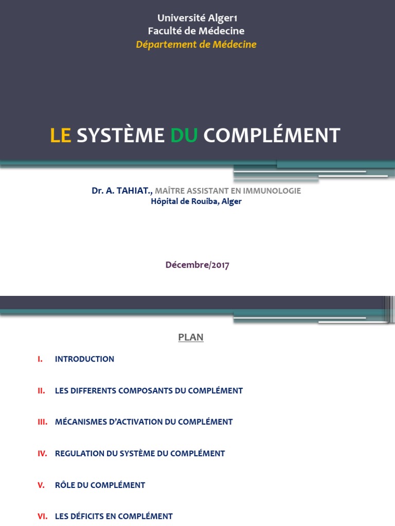 7 Le Complément | PDF | Système du complément | Immunologie