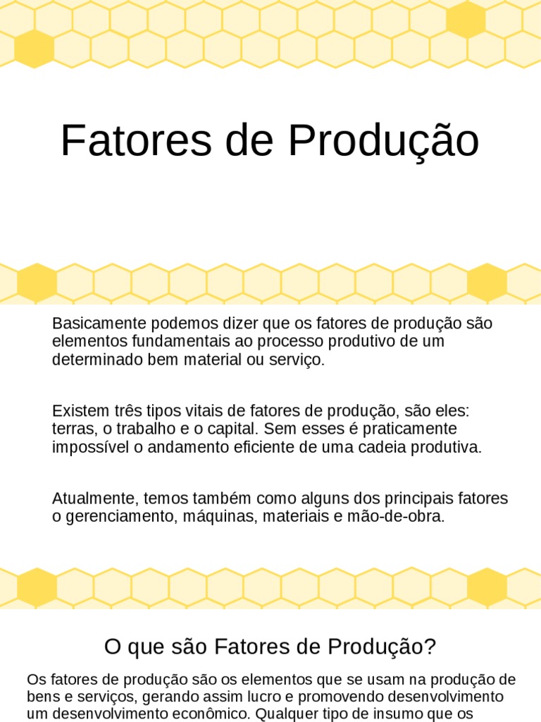 Fatores de Produção | PDF | Economia | Fatores de produção