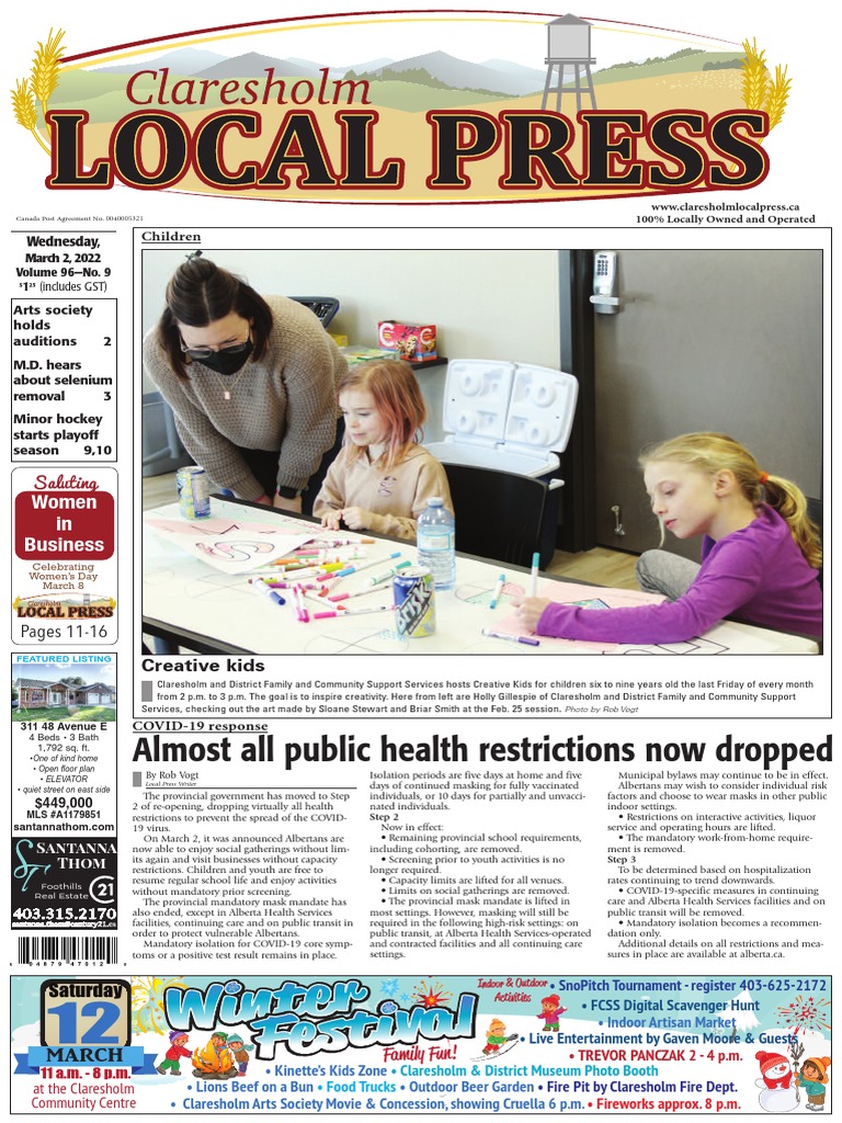 Claresholm Local Press March Entry | PDF | Water | Taxes