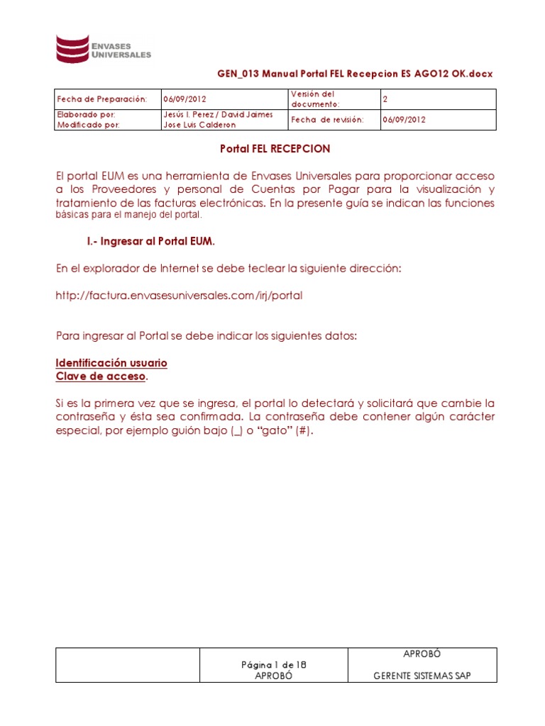 GEN_013 Manual Portal FEL Recepción | PDF | Servicio web | Xml