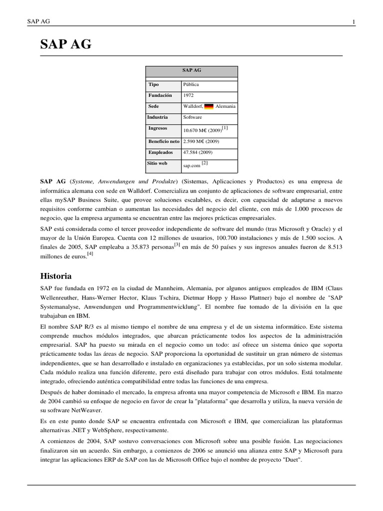 Sap Ag Pdf Ingenier A De Software Industria Del Software