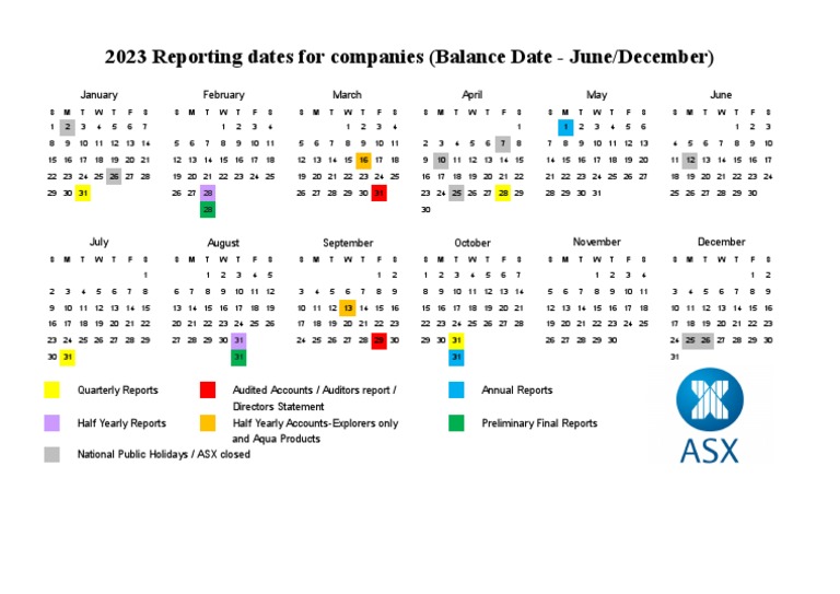 Company Reporting Dates 2023 PDF