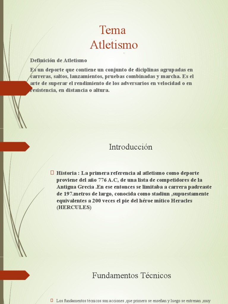 Presentacion de Atletismo | PDF | Deporte del atletismo | Deportes