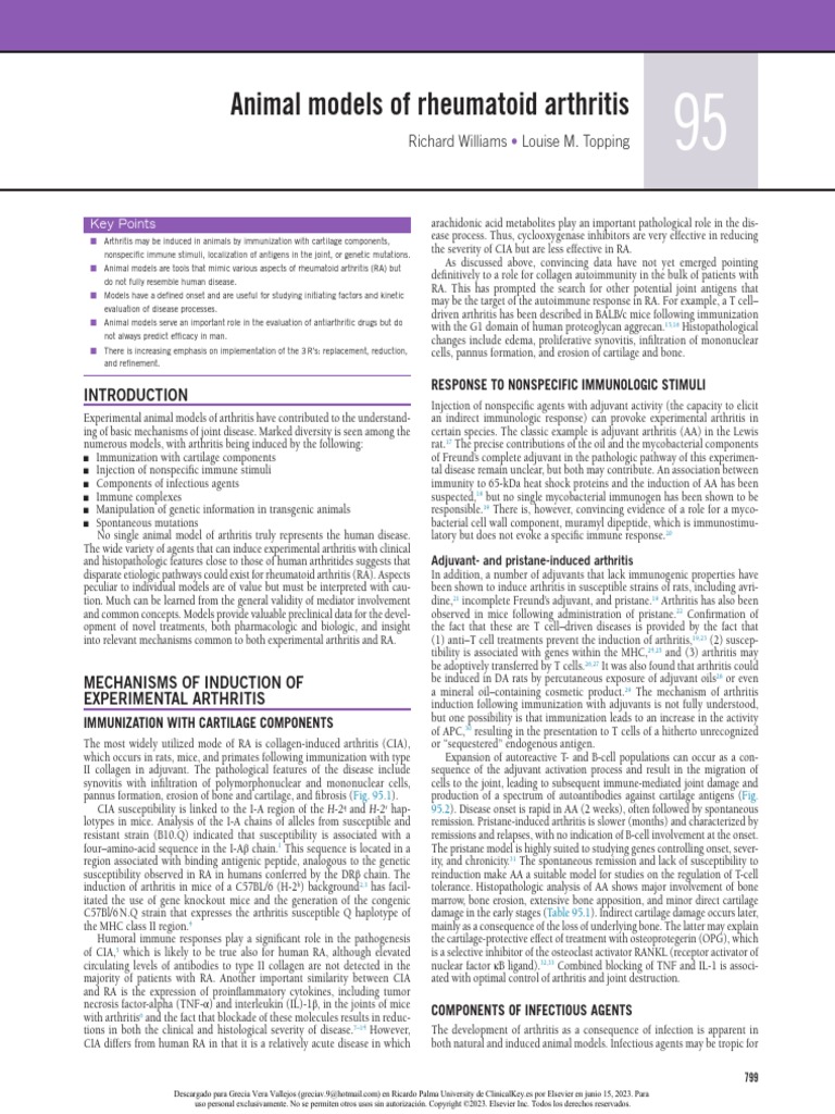 Animal Models of Rheumatoid Arthritis Download Free PDF Antigen T