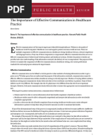 Vol 23 - Effective Communication in Healthcare - HPHR